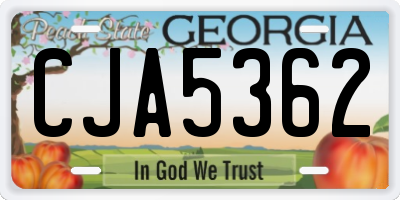GA license plate CJA5362