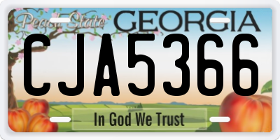 GA license plate CJA5366
