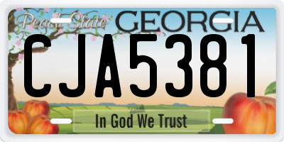 GA license plate CJA5381