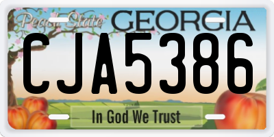 GA license plate CJA5386