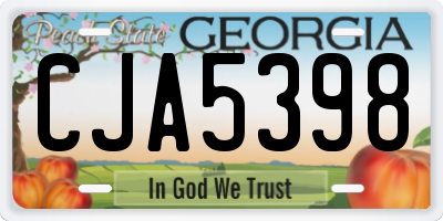 GA license plate CJA5398