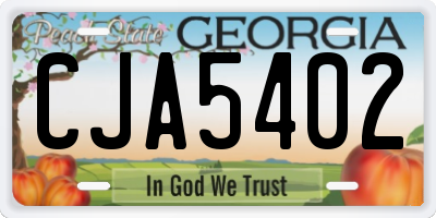 GA license plate CJA5402
