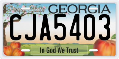 GA license plate CJA5403