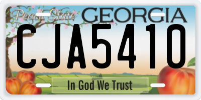 GA license plate CJA5410