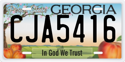 GA license plate CJA5416