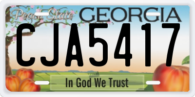 GA license plate CJA5417