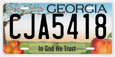 GA license plate CJA5418
