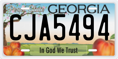 GA license plate CJA5494