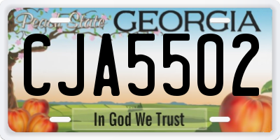 GA license plate CJA5502