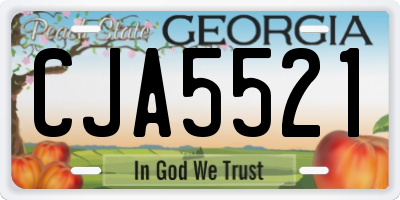 GA license plate CJA5521