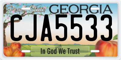 GA license plate CJA5533