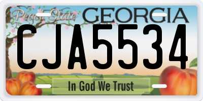 GA license plate CJA5534