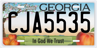 GA license plate CJA5535