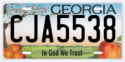 GA license plate CJA5538