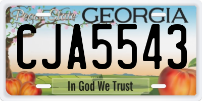 GA license plate CJA5543