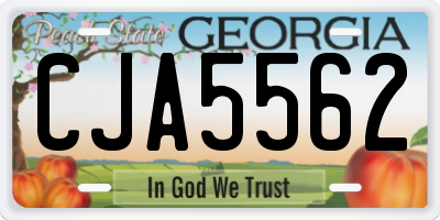 GA license plate CJA5562