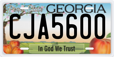 GA license plate CJA5600