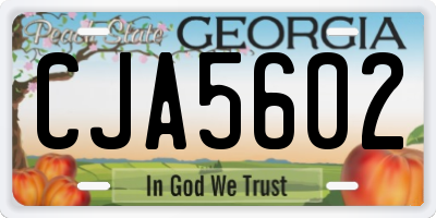 GA license plate CJA5602