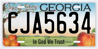 GA license plate CJA5634