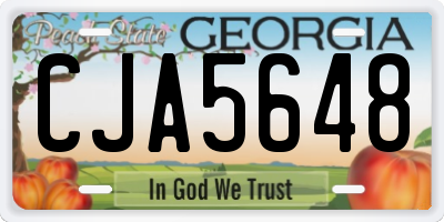 GA license plate CJA5648