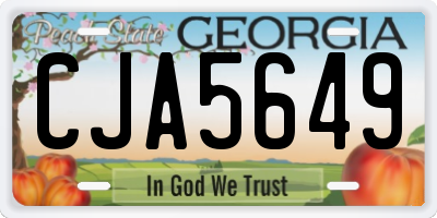 GA license plate CJA5649