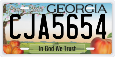 GA license plate CJA5654