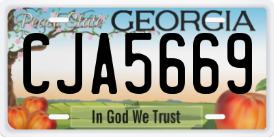 GA license plate CJA5669