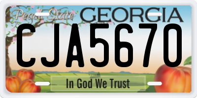 GA license plate CJA5670