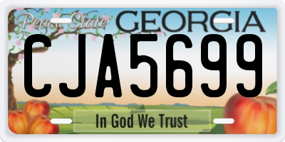 GA license plate CJA5699