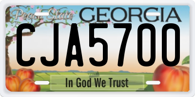 GA license plate CJA5700