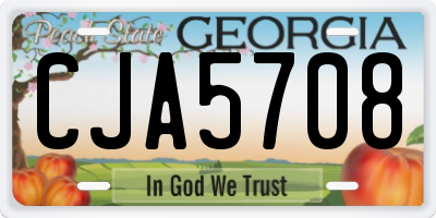 GA license plate CJA5708