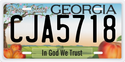 GA license plate CJA5718