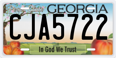 GA license plate CJA5722