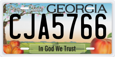 GA license plate CJA5766