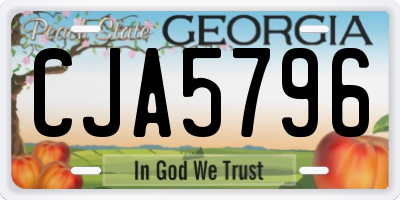 GA license plate CJA5796