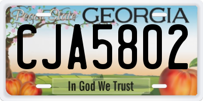 GA license plate CJA5802