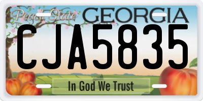 GA license plate CJA5835