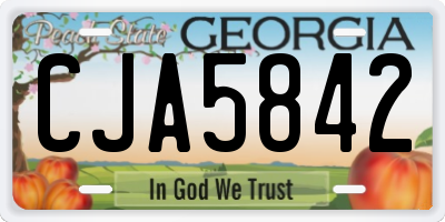 GA license plate CJA5842