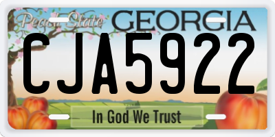 GA license plate CJA5922