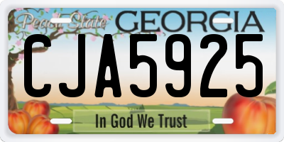GA license plate CJA5925