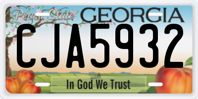 GA license plate CJA5932