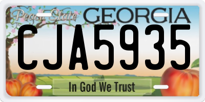 GA license plate CJA5935