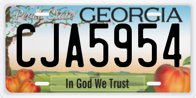 GA license plate CJA5954
