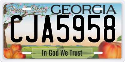 GA license plate CJA5958