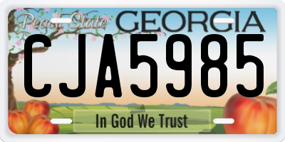 GA license plate CJA5985