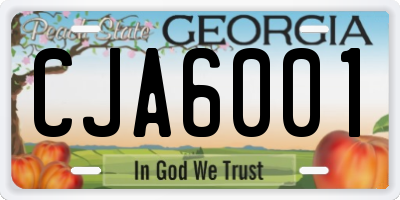 GA license plate CJA6001