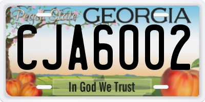 GA license plate CJA6002