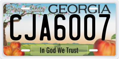 GA license plate CJA6007