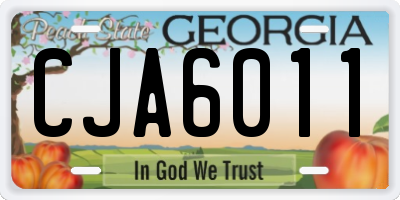 GA license plate CJA6011
