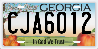 GA license plate CJA6012